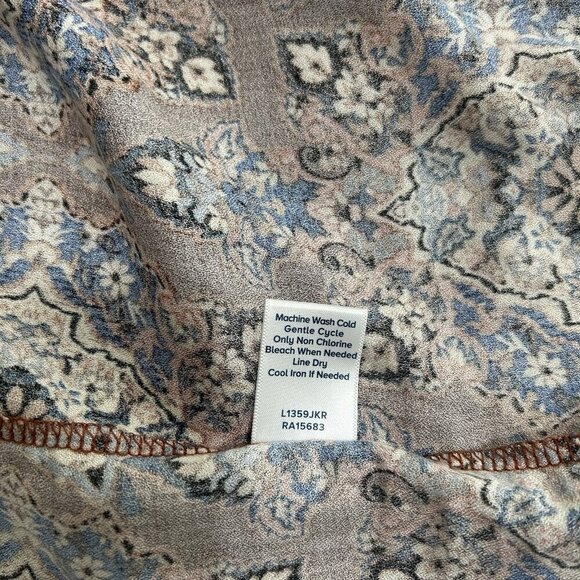 Allison Terracotta Leoni Kimono Wrap Short Sleeve Brown Ikat Floral Sz M/L Boho - Picture 8 of 9